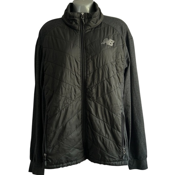 New Balance Quilted Puffer Full Jacket Black and Gray Mens • Used • Size: Large - Picture 1 of 6